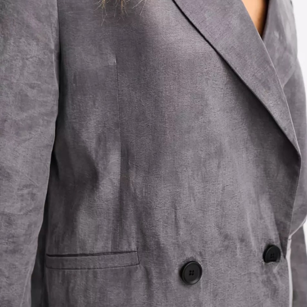 NWOT ALLSAINTS GREY 
Elle Double-Breasted Blazer BOXY FIT - Picture 5 of 16